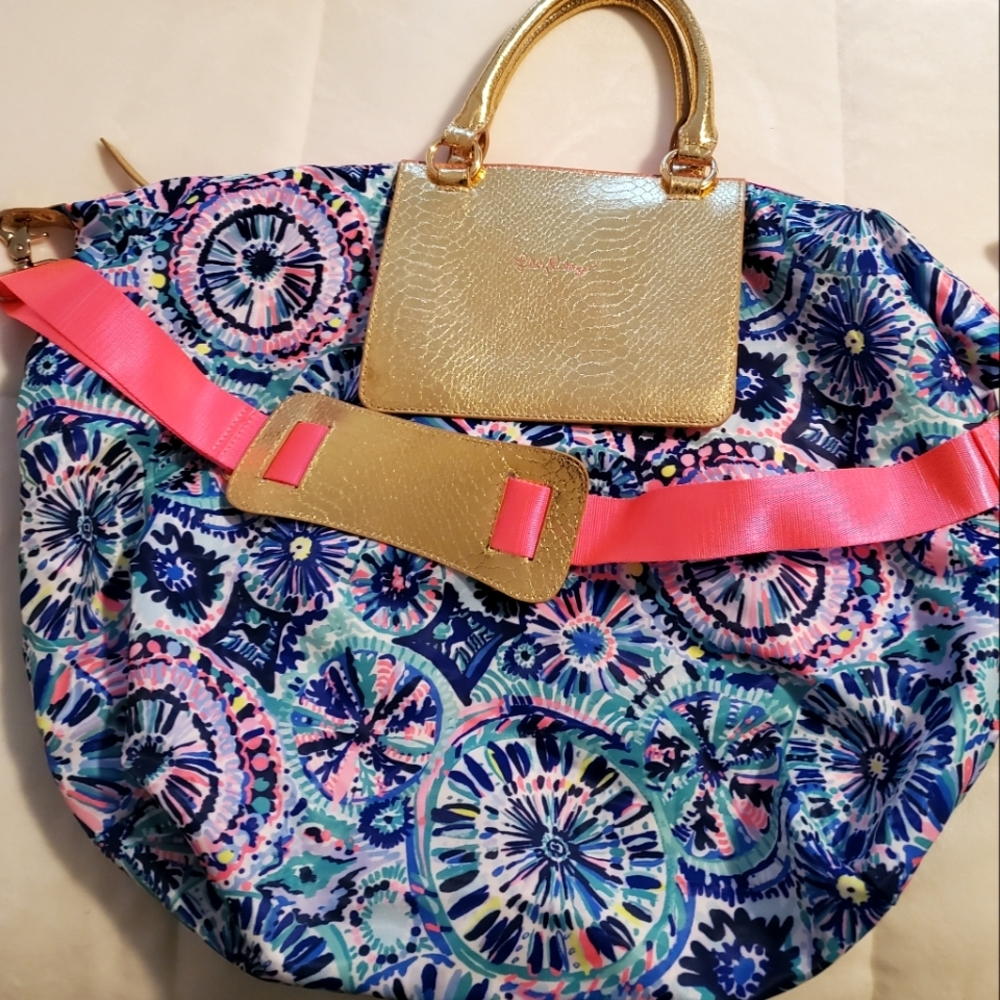 Lilly Pulitzer Packable Escape Weekender Bag Palms Up - New